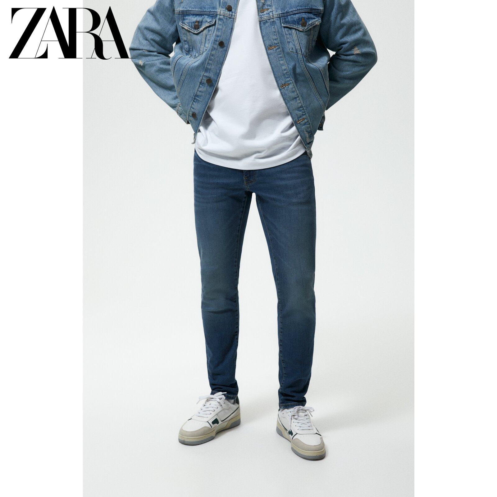 ZARA spring men's dress with low waist washed jeans 6045431407