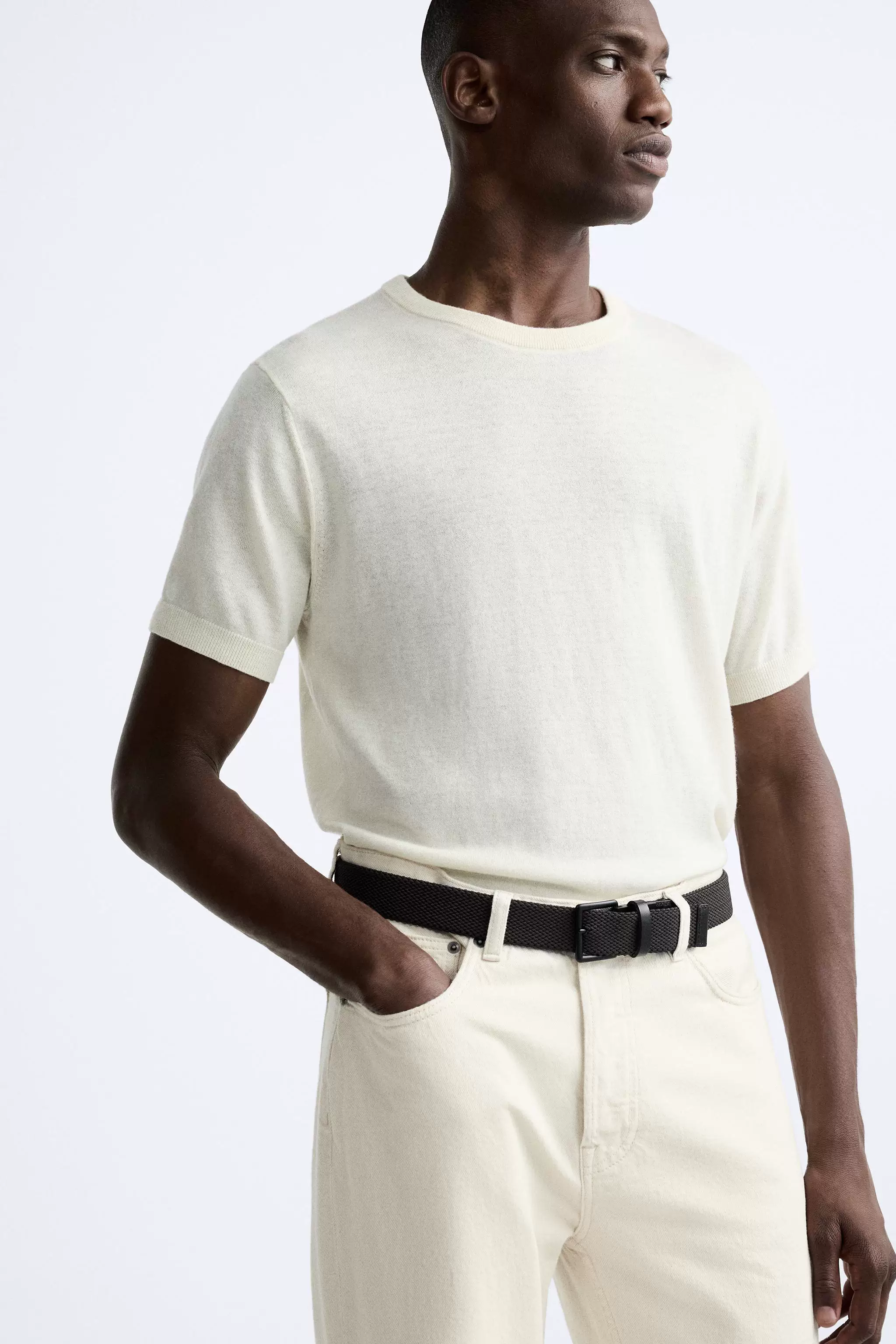 ZARA Новая мужская чёрная двусторонняя эластичная ремень 2823303 800