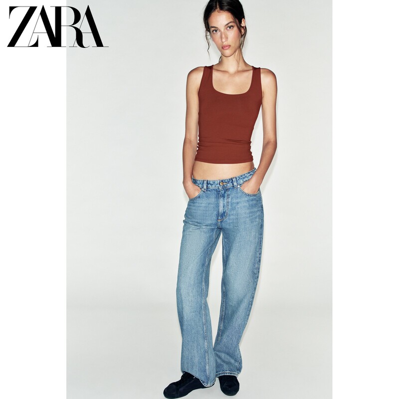 Zara2026 Early Autumn New Product Women's Sleeveless Round Neck Nylon Multi-Color Wide Shoulder Strap T-Shirt 3905681 Zara2026 Early Autumn New Product Women's Sleeveless Round Neck Nylon Multi-Color Wide Shoulder Strap T-Shirt 3905681