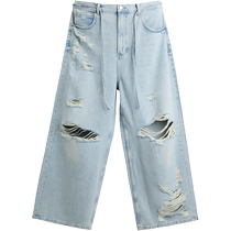 ZARA24 new summer products mens American style ripped loose washed denim casual pants 6688301 400