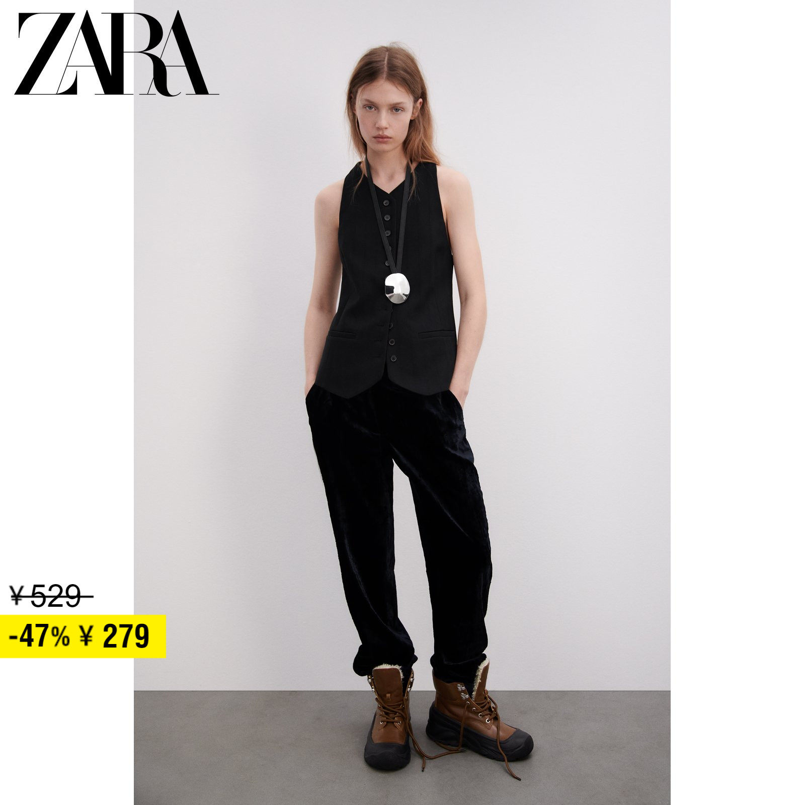 ZARA discount season women dress sleeveless V collar vest waistcoat 8535731800-Taobao