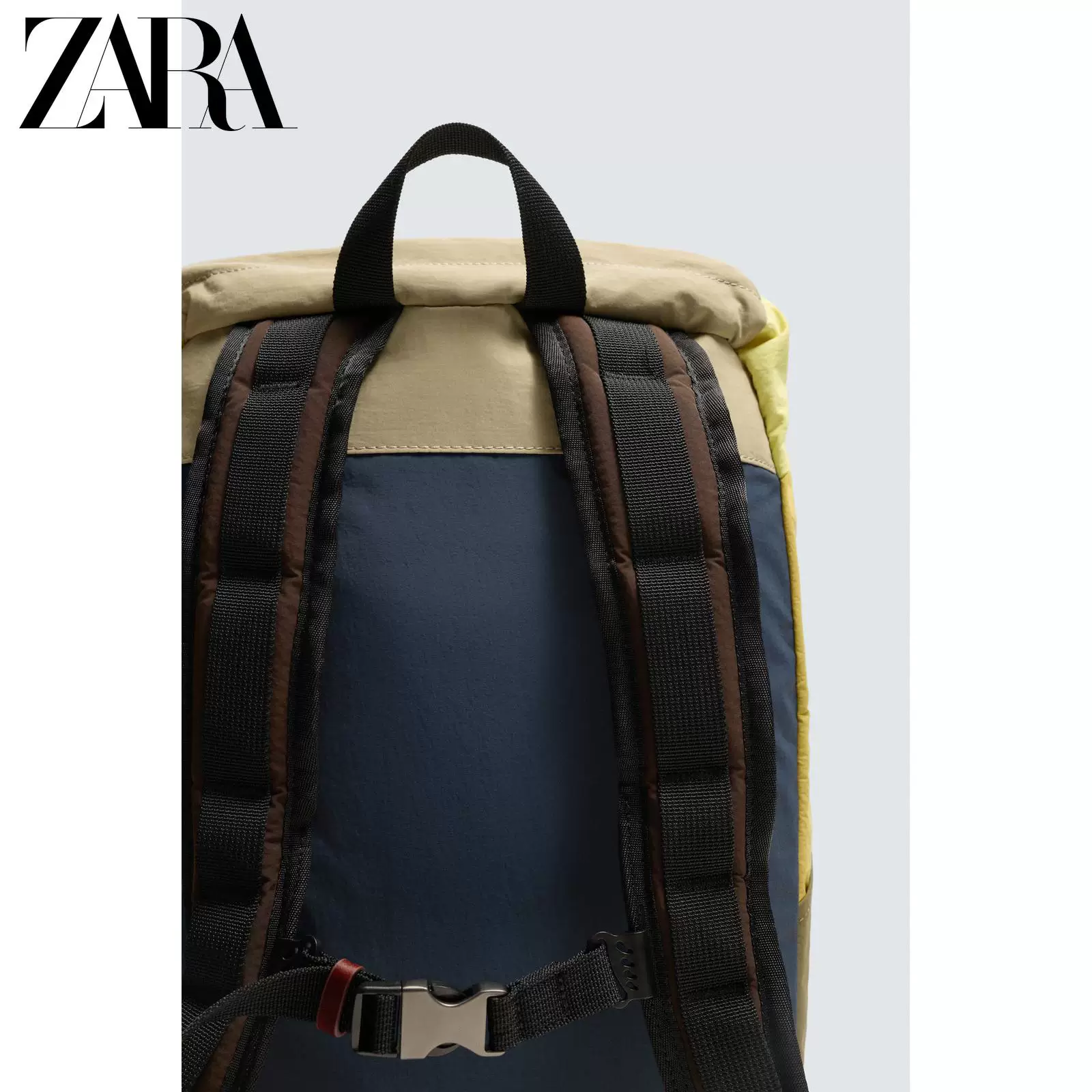 ZARA 2026 Spring and Summer New Products Men's Bag High-tech Fabric Leather Detail Backpack 3226720 203