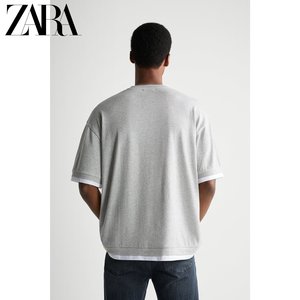 ZARA 夏季新款男装 全棉假两件短袖T恤 04231410805