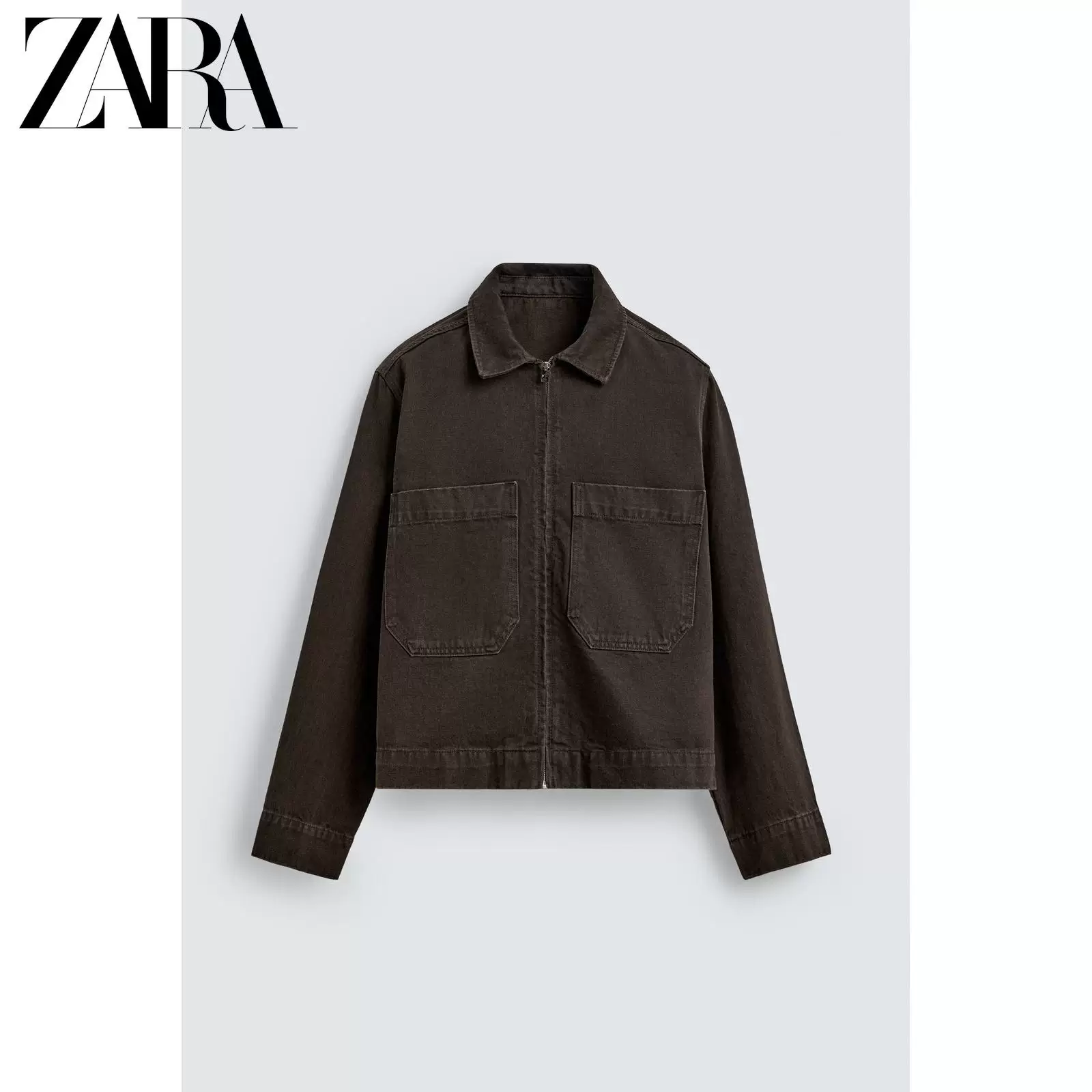 ZARA 2026 весна-лето новые поступления мужская укороченная хлопковая куртка с карманом декоративная структурная 0840480 700