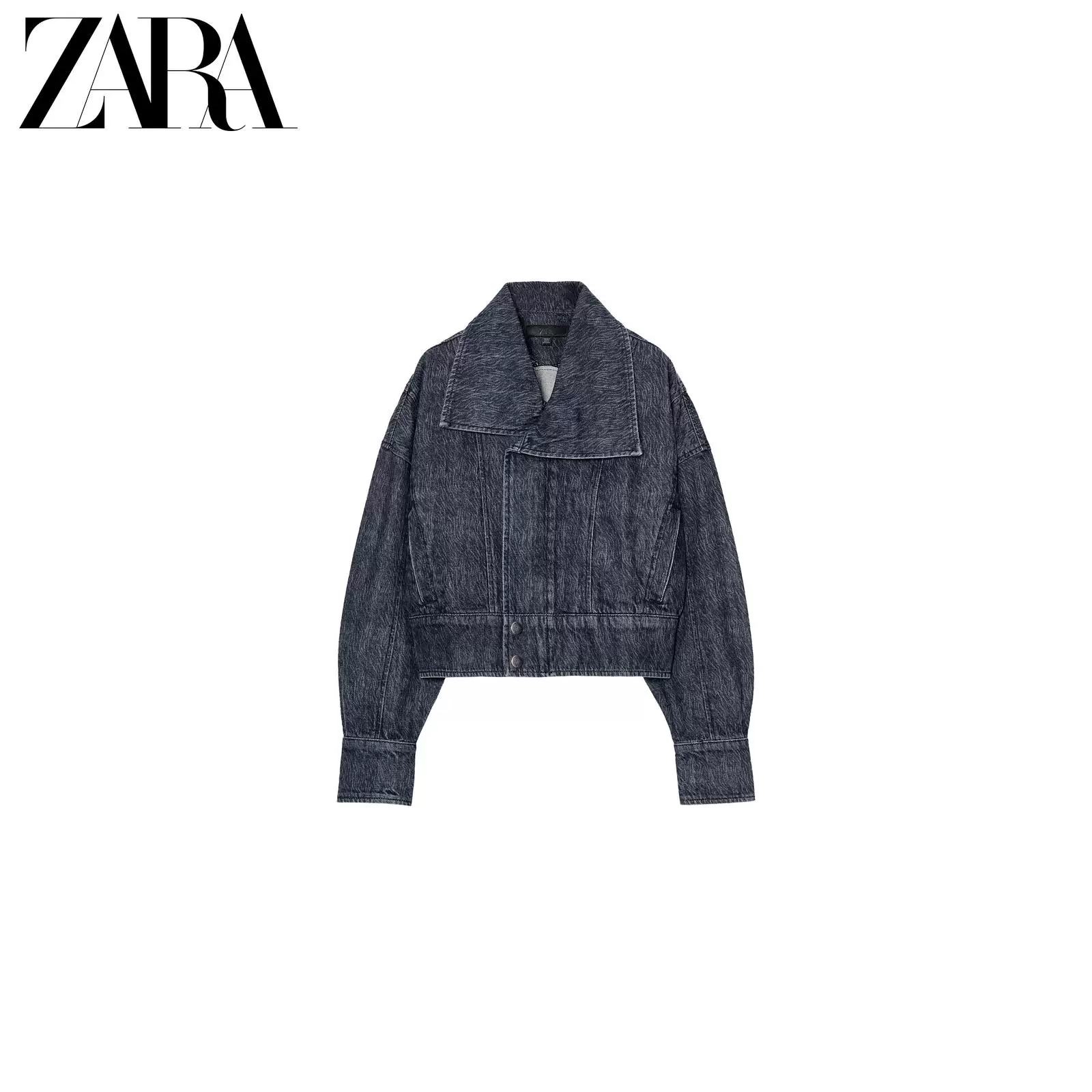 Женская джинсовая куртка ZARA Z1975, длинный рукав, укороченный крой, 100% хлопок, весна/лето
