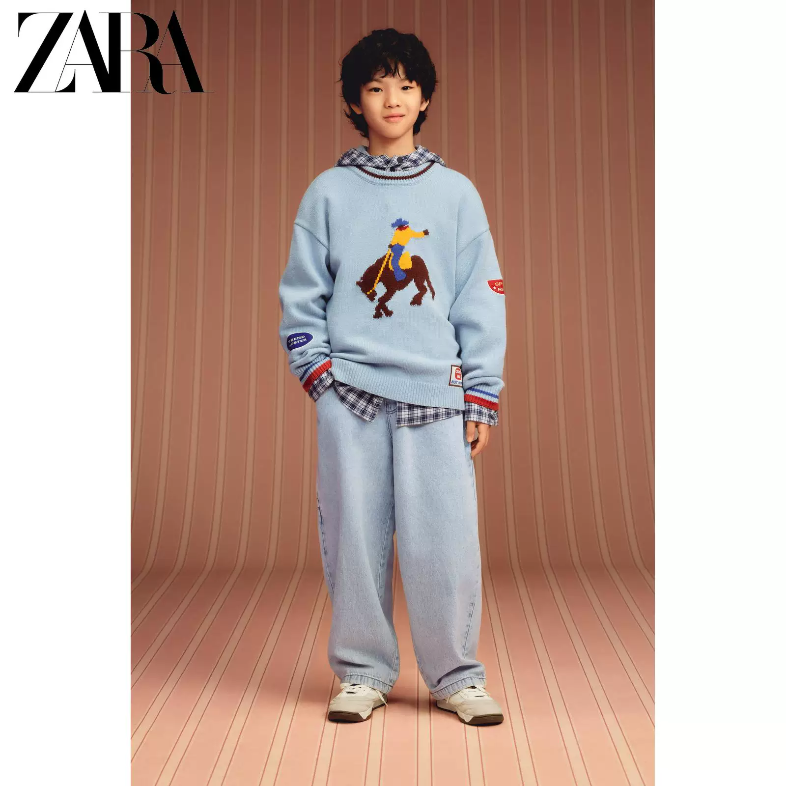 ZARA 2026 весна-лето новые товары детская одежда мальчики вышивка нашивка свитер 1473753 330