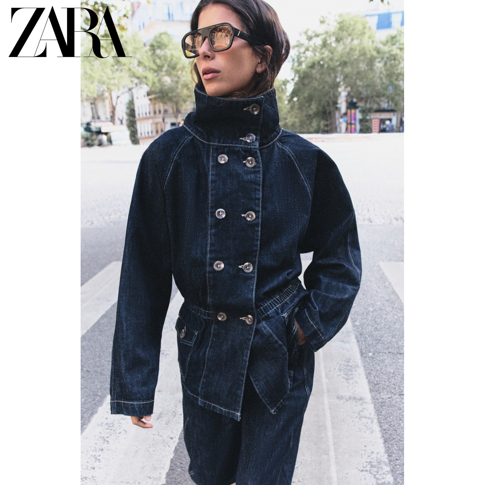 Осенние новинки ZARA2026, женская прямая джинсовая куртка Z1975 с длинными рукавами и воротником-стойкой 3777223 407 Изображение 1
