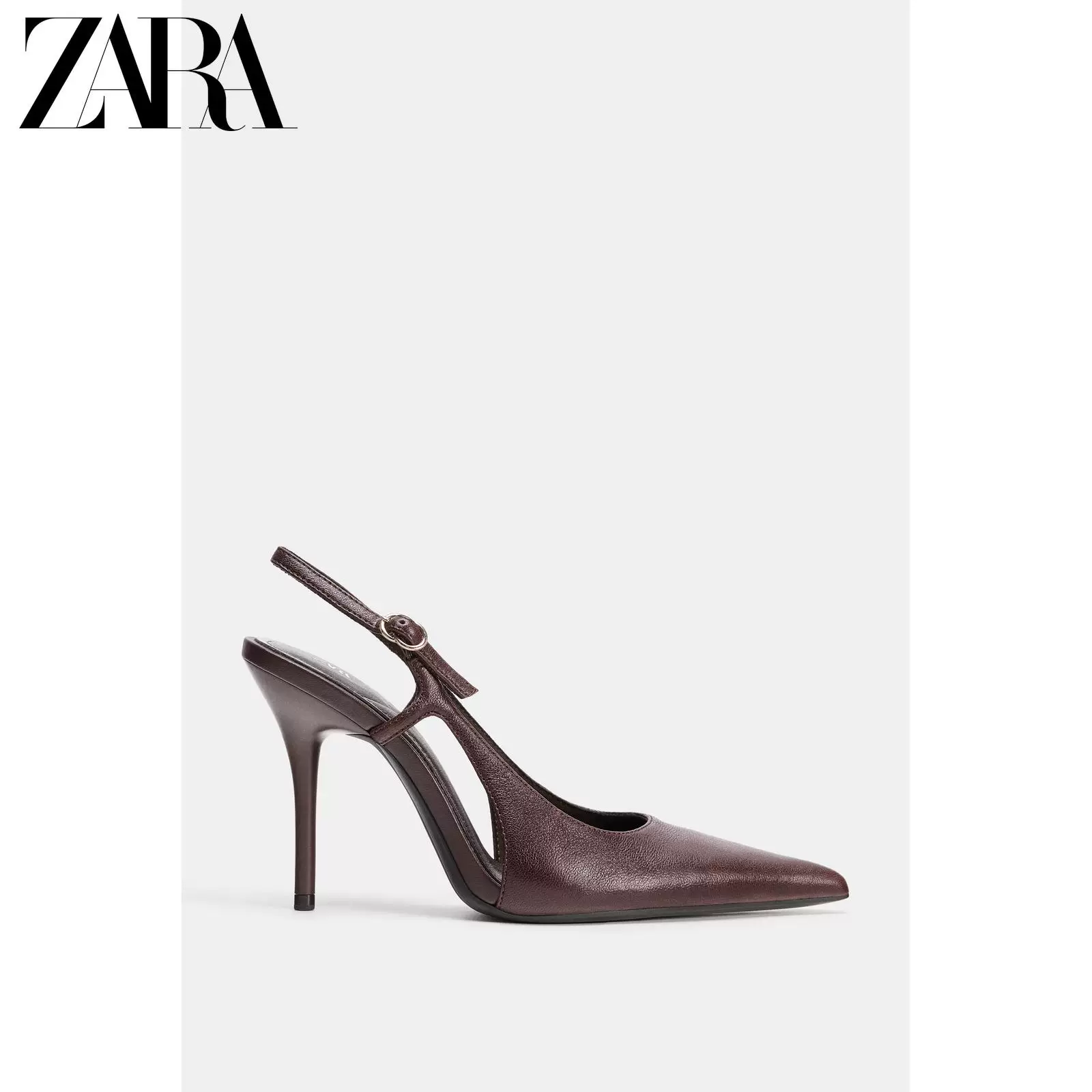 ZARA 2026 Spring and Summer New Products Women's Shoes Metal Buckle Sling Leather Pointed High Heels 2236710 022