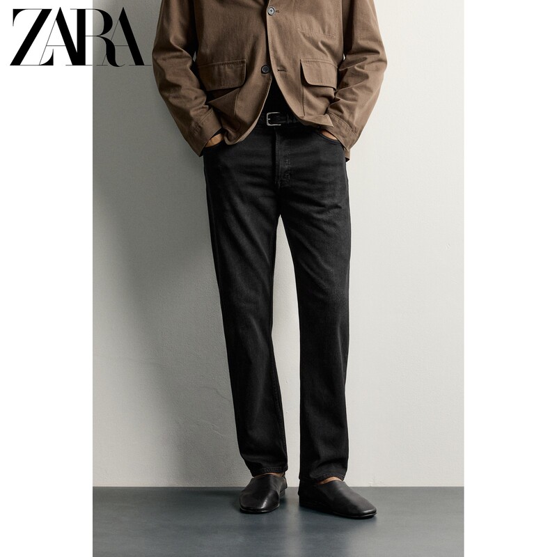 Zara2026 Early Autumn New Men's Clothing Slim-Fit Versatile Straight-Leg Washed Jeans 4060350 800