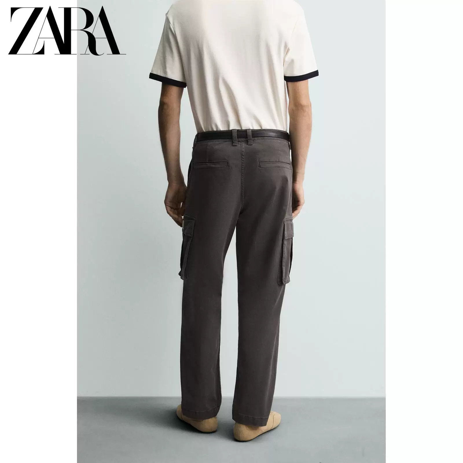 Pants: мужские широкие свободные кэжуал-бархатные с эластичным поясом и потертостями, ЗАРА 2025 special offer 0108310 922