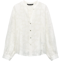 ZARA 24 spring new pint woman dress translucent jacquard shirt 3564064251