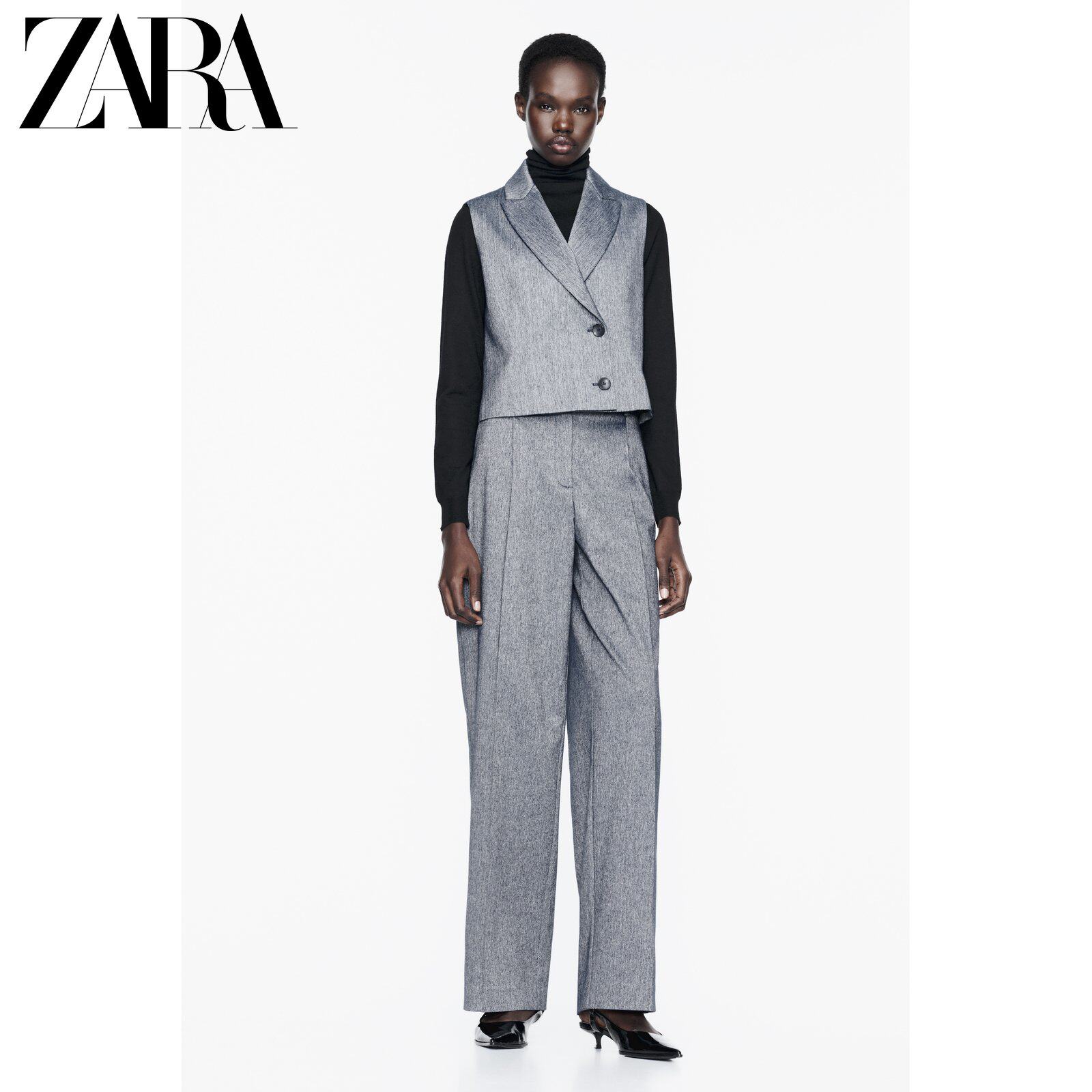 ZARA new female dress herringbone twill double flap waistcoat waistcoat 2114847405-Taobao