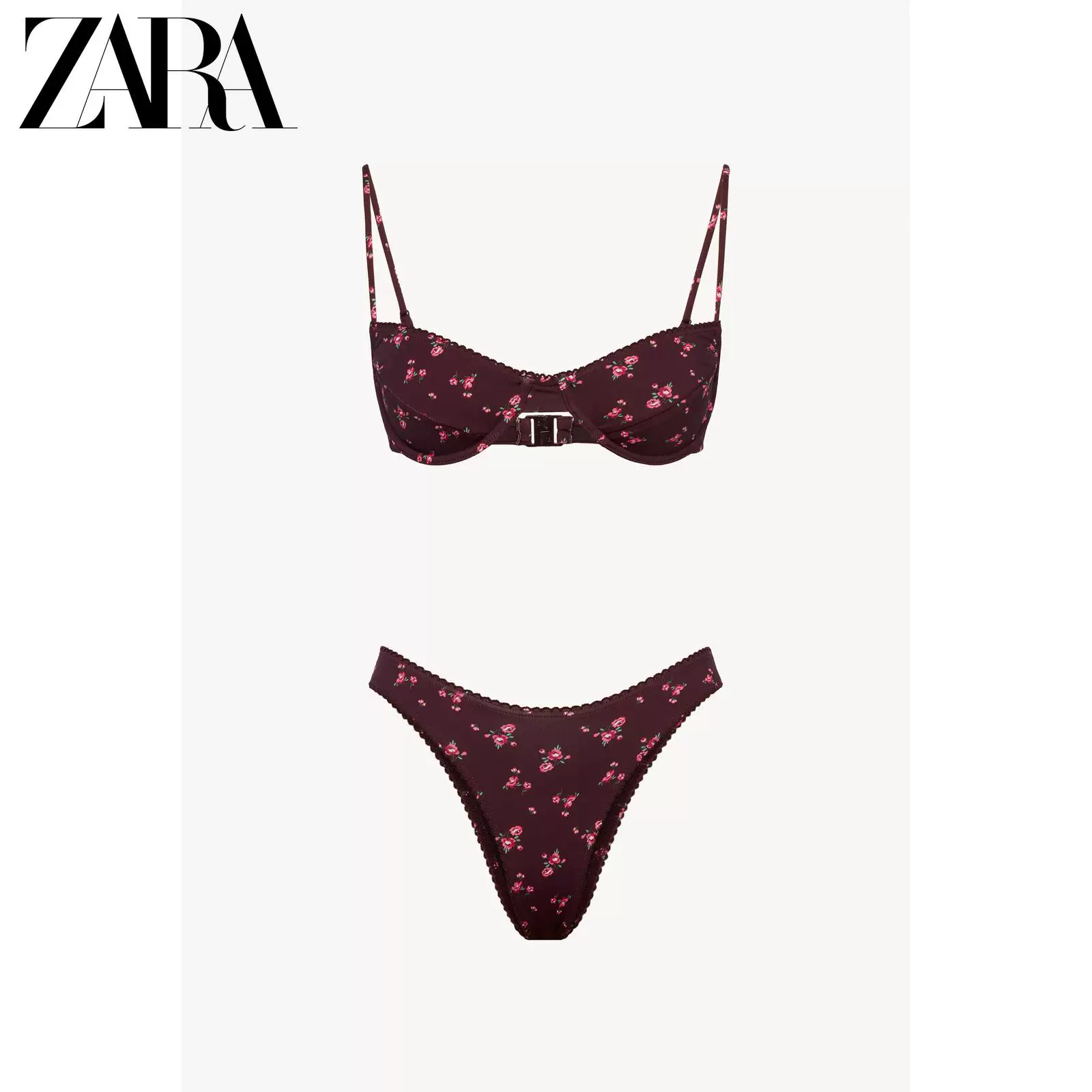 ZARA Новая весна/лето 26 Женщины Полосьрая круглая горловина Бикини топ с поддерживающим кольцом 0167024 606