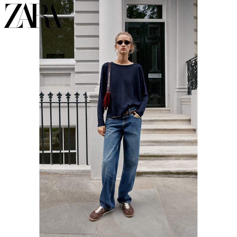 Zara2026 Autumn New Products Women's Long-Sleeved Round Neck Double-Layer Knitted Sweater with Contrast Trim 1509130 422