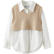 Новая детская одежда ZARA трикотажная рубашка из поплина для девочек 3153603 711
