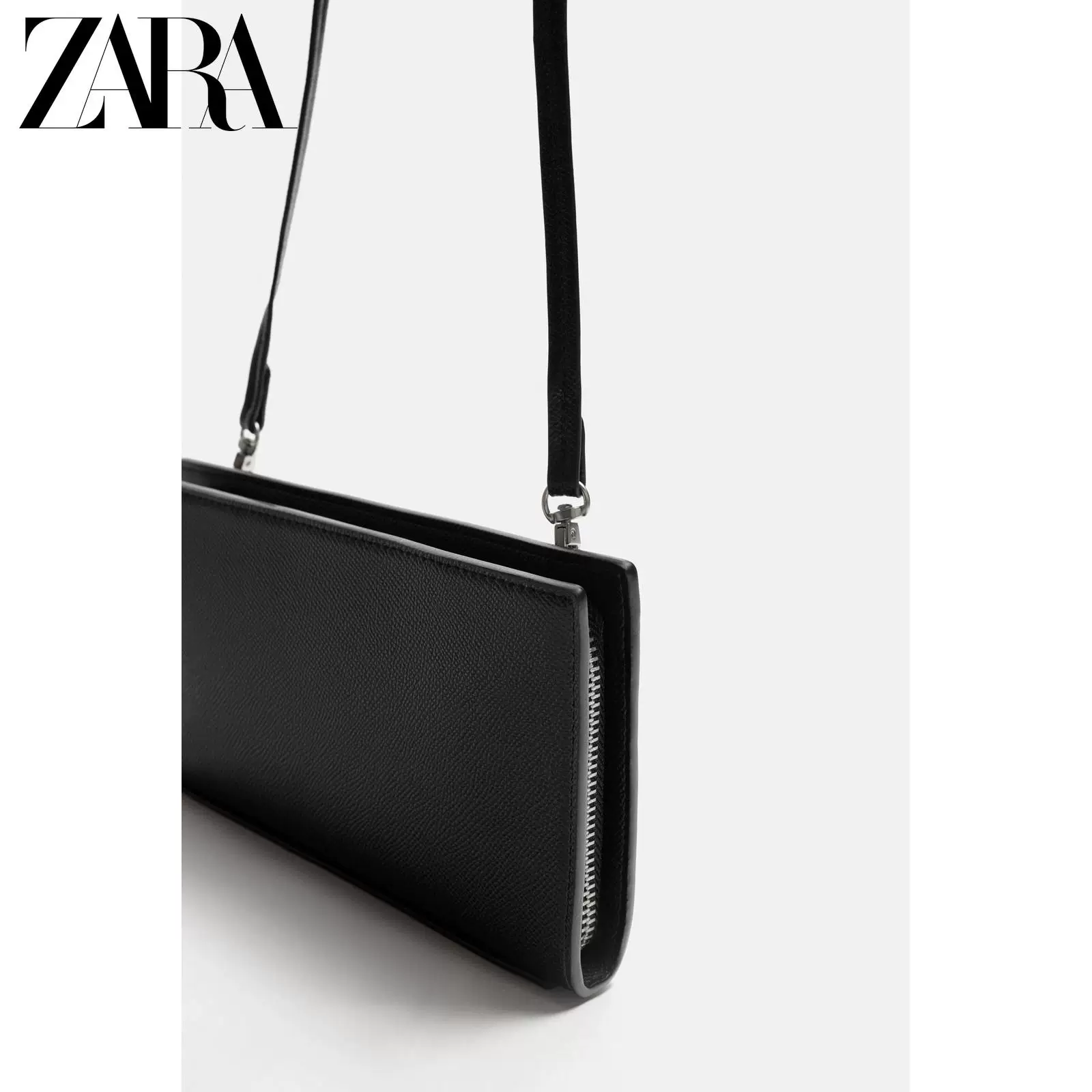 ZARA 2025 Летние новые товары Мужская сумка черная рельефная отделка через плечо сумка кошелек 3809620 800