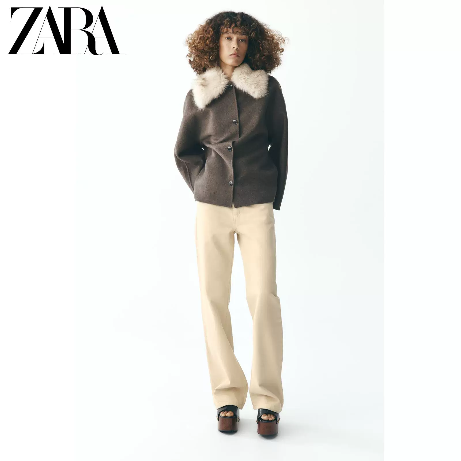 ZARA 2025 Осень новые товары женская ZW серия куртка с эффектом искусственного меха 7522241 075
