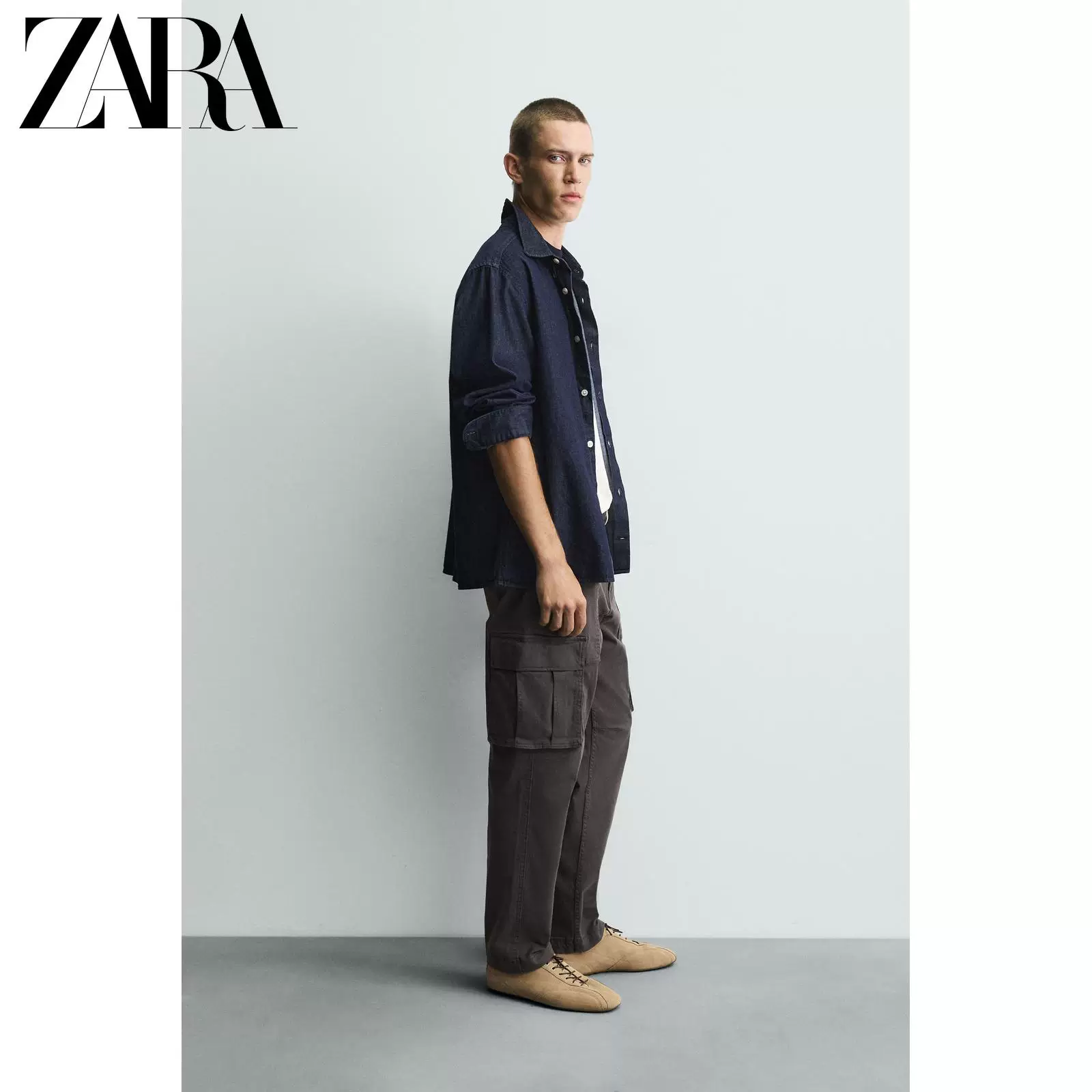 Pants: мужские широкие свободные кэжуал-бархатные с эластичным поясом и потертостями, ЗАРА 2025 special offer 0108310 922