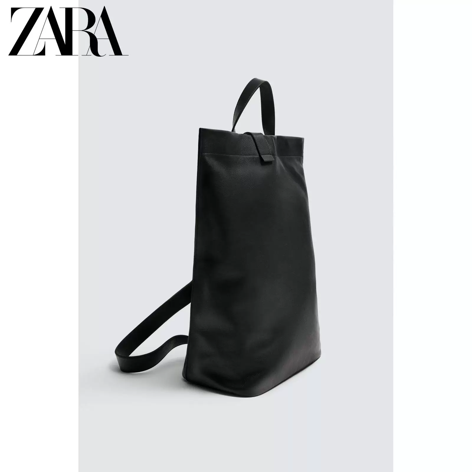 ZARA 2026 весна/лето новая коллекция мужская сумка черный кожаная с липучкой ручная 3205720 800