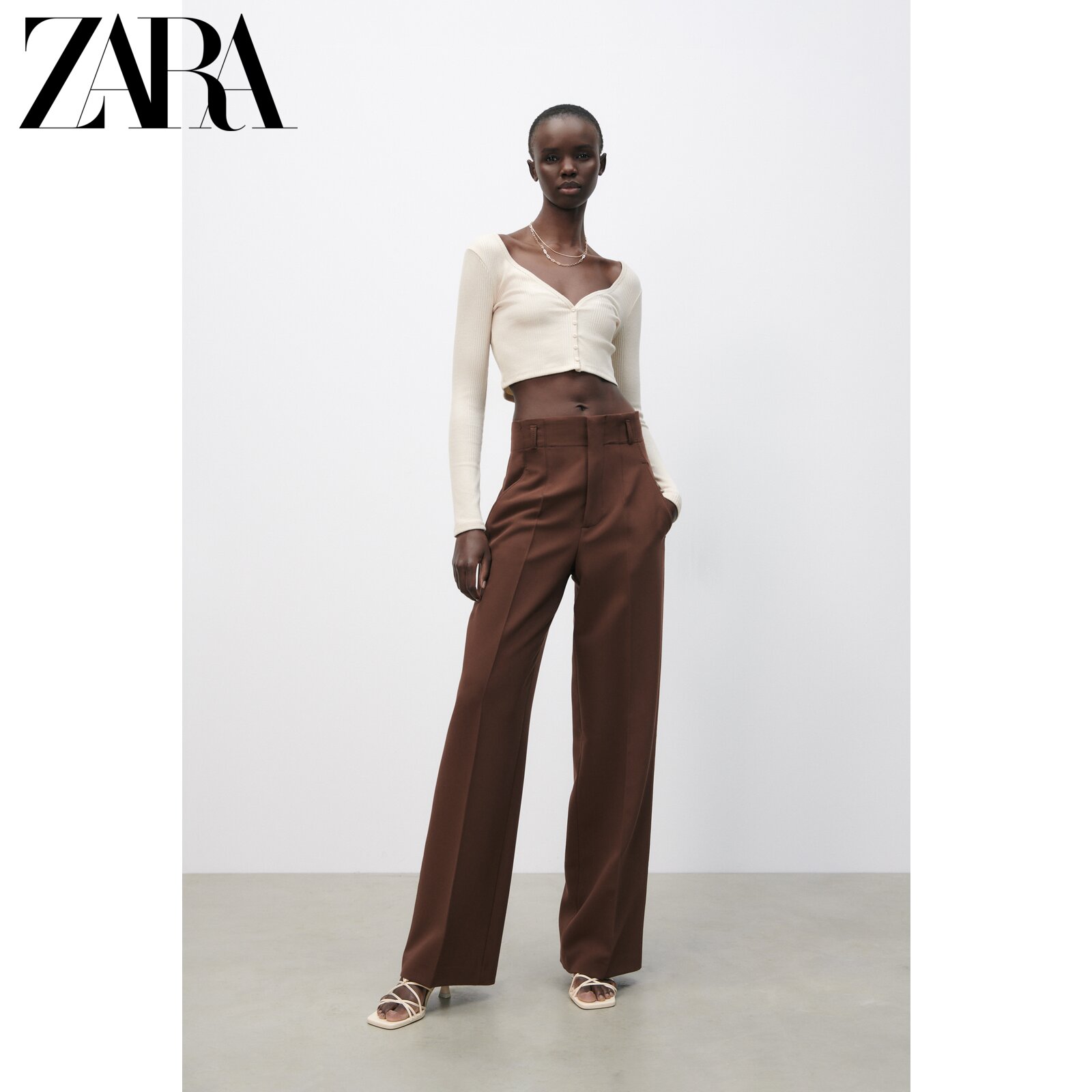 ZARA Summer New Women's Fashion Rostrix V Collar Long Sleeve Short jacket 5039015712