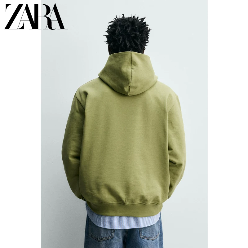 ZARA 2026 весна-лето новые товары мужской хлопковый свободный худи с капюшоном базовый длинный рукав свитшот 0761410 519
