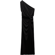 ZARA24 Autumn New Product Womens ZW Black Asymmetrical Design Temperament Long Dress 8229439 800