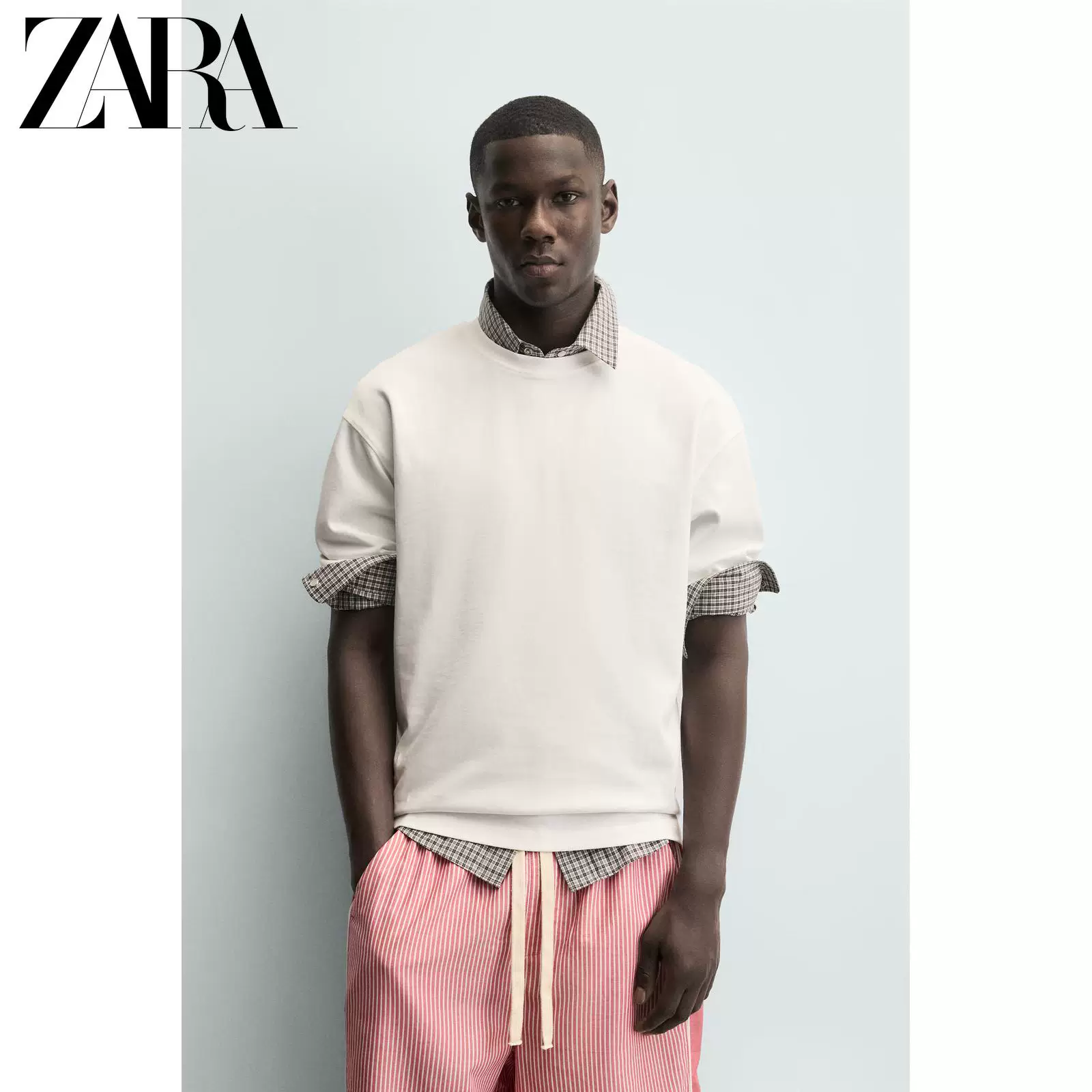 Летний dice ZARA с круглым воротом, футболка с коротким рукавом, свободный покрой