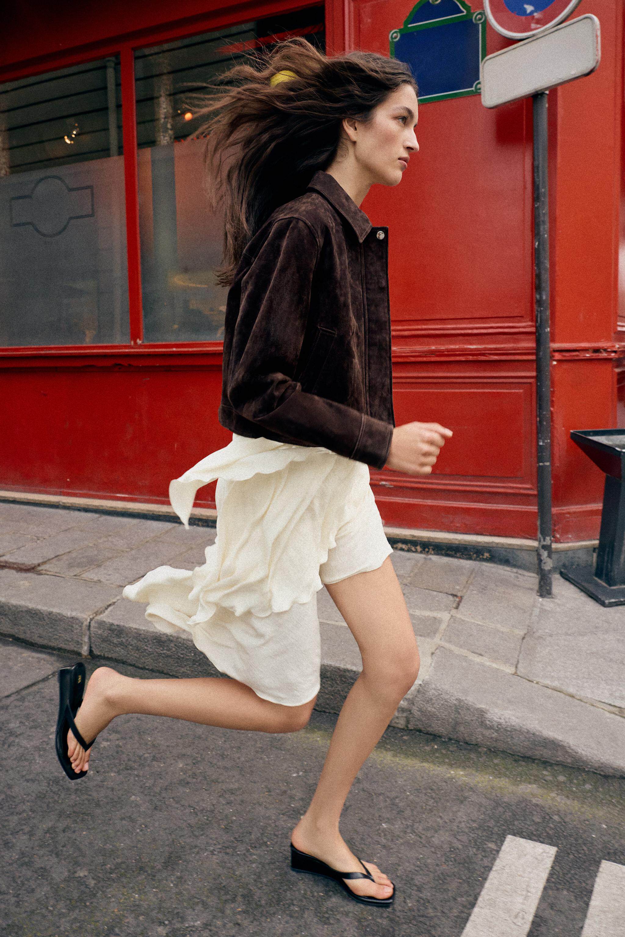 Кожаная куртка zara2026春夏新品 女装 长袖翻领100%反绒皮夹克外套 8073060 716