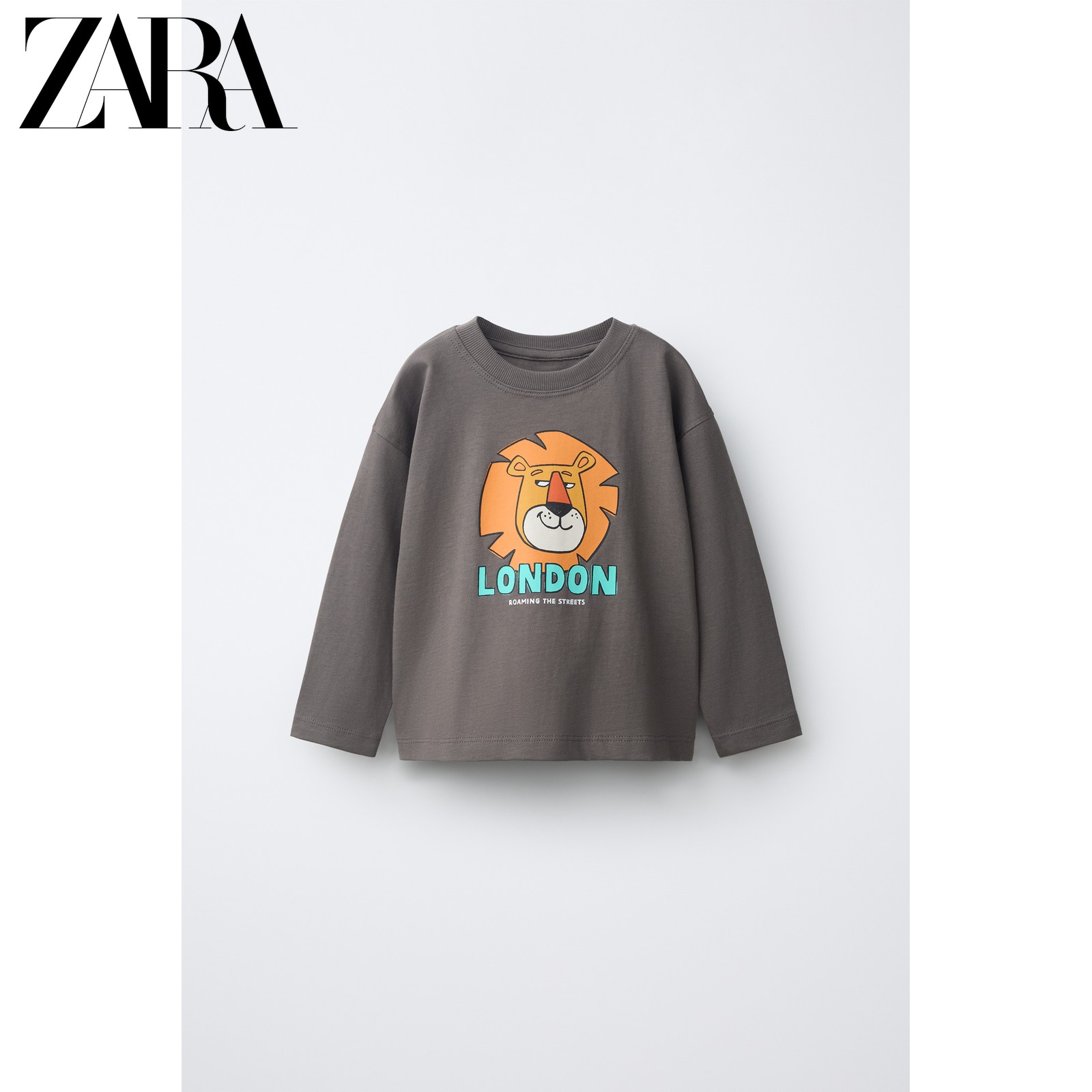Новинка ранней осени ZARA2026, хлопковая футболка с принтом маленького льва для маленьких мальчиков и малышей 5048558 801 Изображение 1