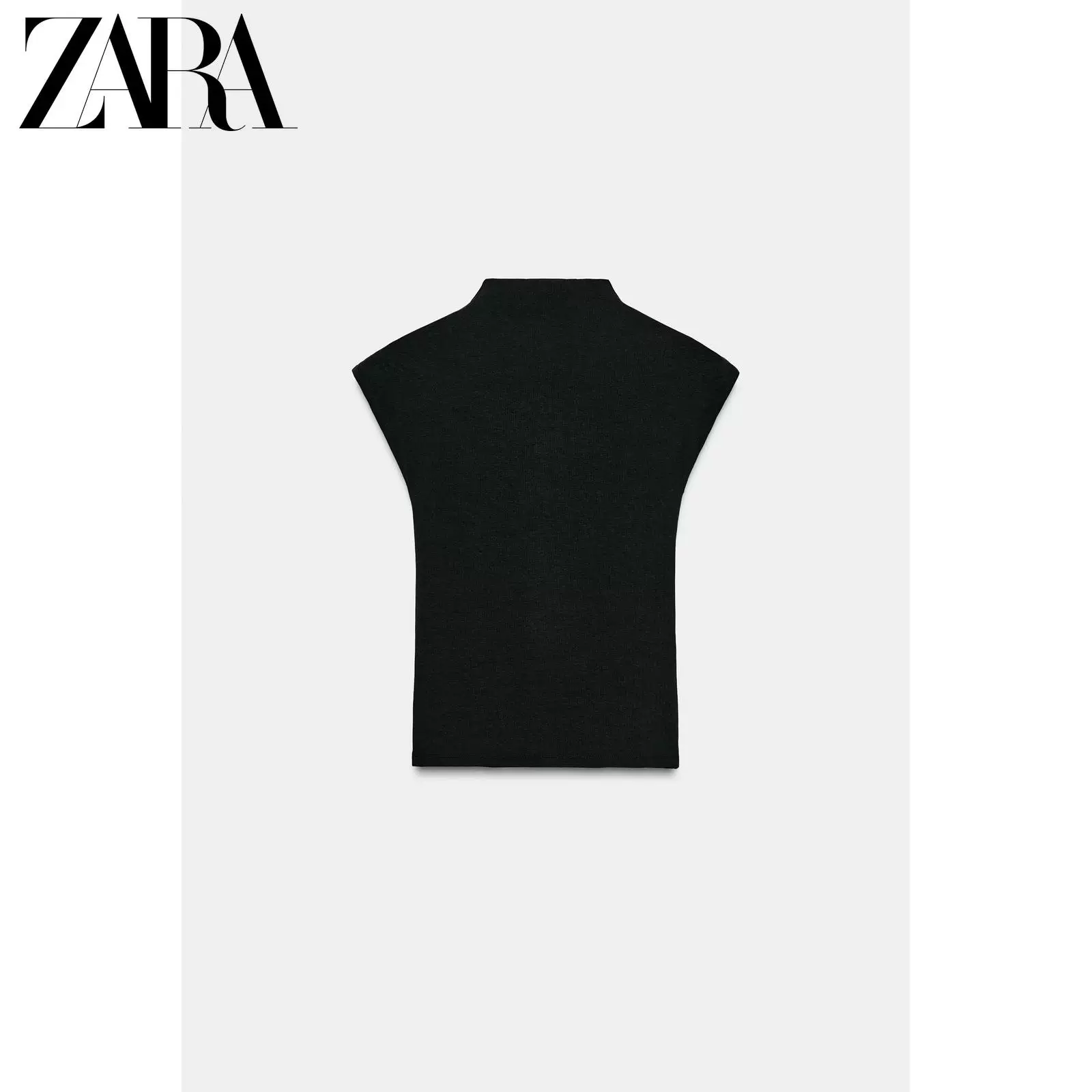 ZARA 2025 Осеннее новое поступление женская водолазка без рукавов из люоцелла смешанное пряже топ 0858730 800