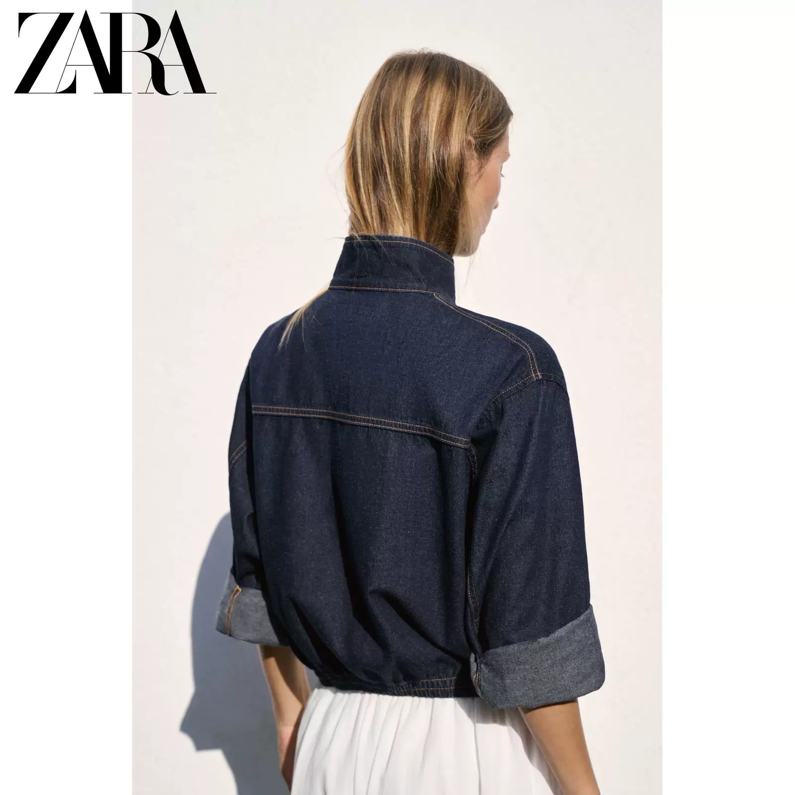ЖЕНСКАЯ куртка-бомбер из денима с воротником-стойкой ZARA 26 весна-лето новые поступления Z1975 4083033 407
