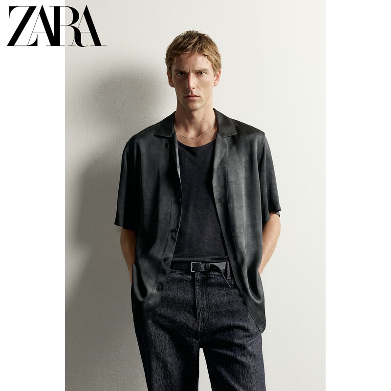 Zara2026 Autumn New Products Men's Loose-Fitting Washed-Effect Printed Silk Satin Shirt 5588210 922 Zara2026 Autumn New Products Men's Loose-Fitting Washed-Effect Printed Silk Satin Shirt 5588210 922