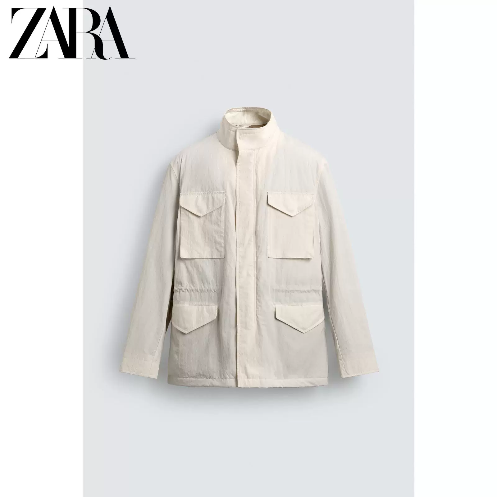 ZARA [Origins] Мужская свободная куртка из технической ткани с воротником-стойкой хлопковая 3918247 721