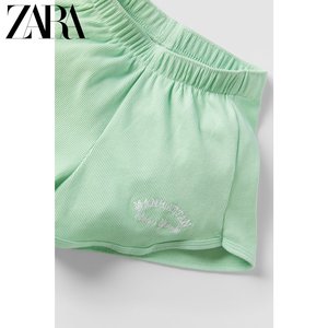 ZARA 新款 童装女童 罗纹休闲短裤和 T 恤套装 05048150500