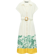 ZARA24 new summer products womens clothing pattern printed shirt dress long skirt 8253497 330