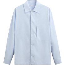 ZARA24 spring new product mens sky blue loose pocket lapel long-sleeved shirt 7545326 403