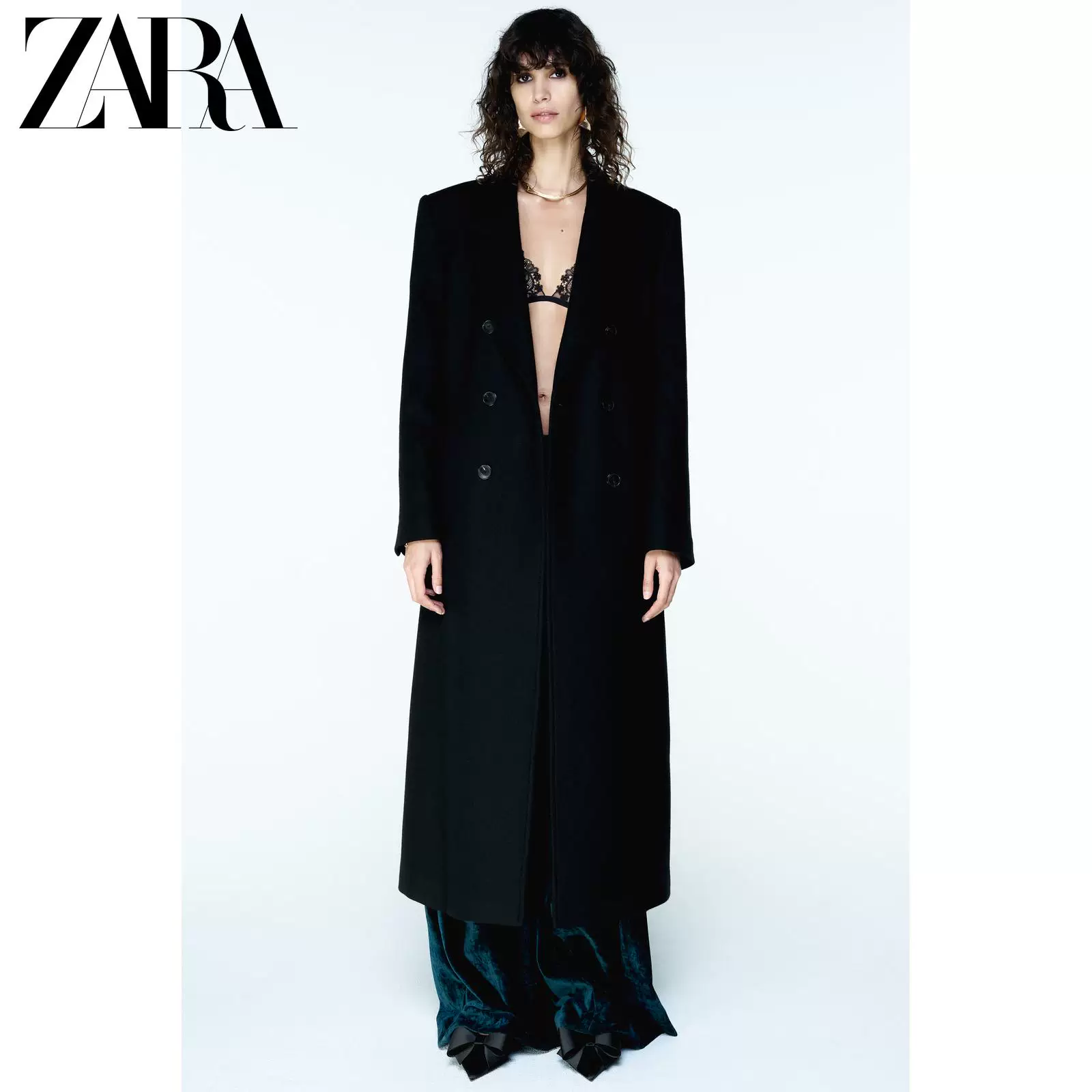 ZARA 2025 Осень Новинка Женские туфли с эффектом лакированной кожи, ремешок на лодыжке и шнуровка, высокие каблуки 2231610 800