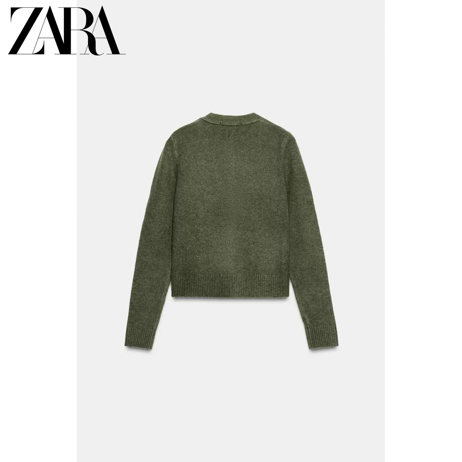 ZARA 2025 Зимние Новинки Женская Платье длинный рукав круглая горловина шарик пуговица связанный жакет 1509114 524