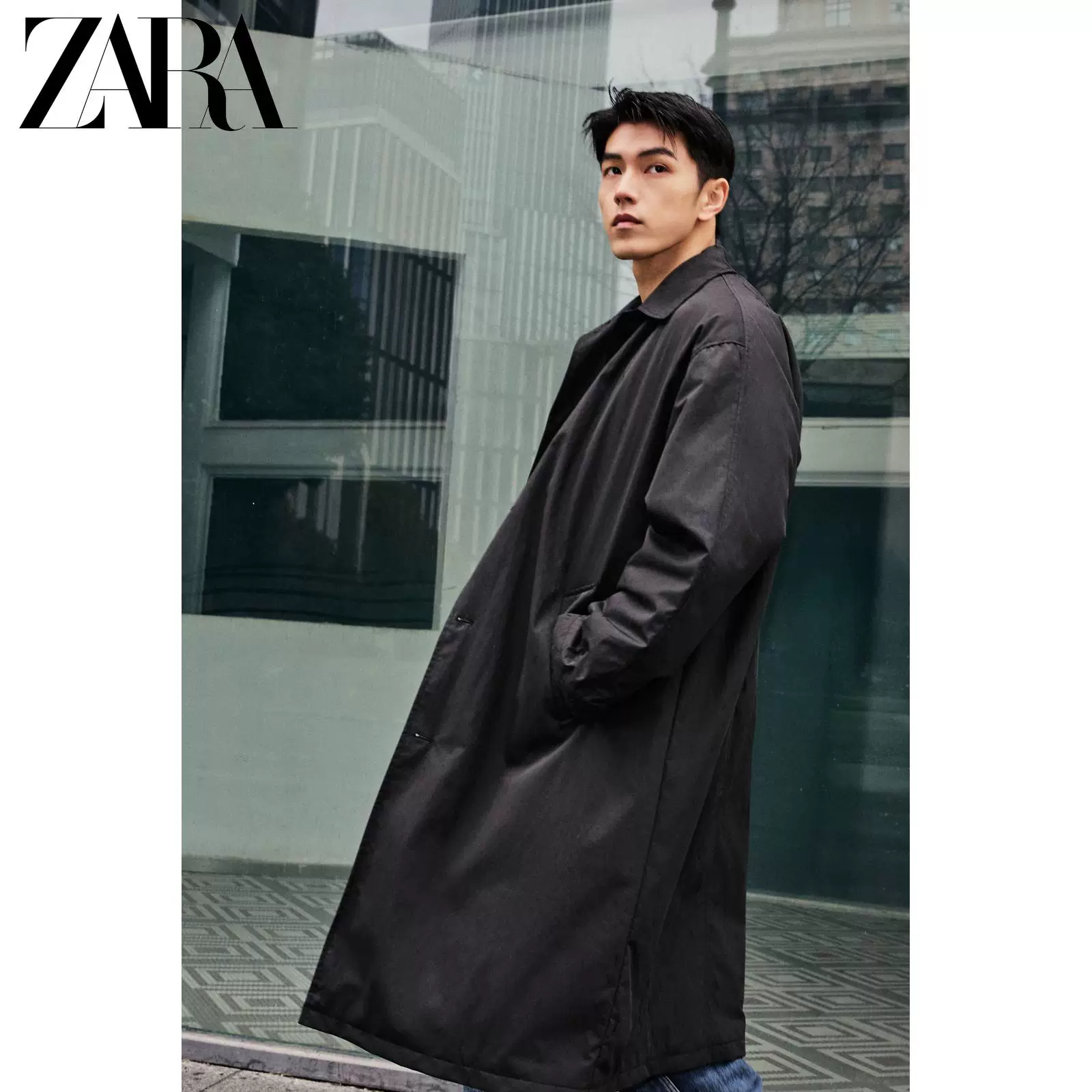 ZARA 2025 осенняя новая коллекция мужская Loose Technical Fabric Cotton Windbreaker Jacket 5070850 800