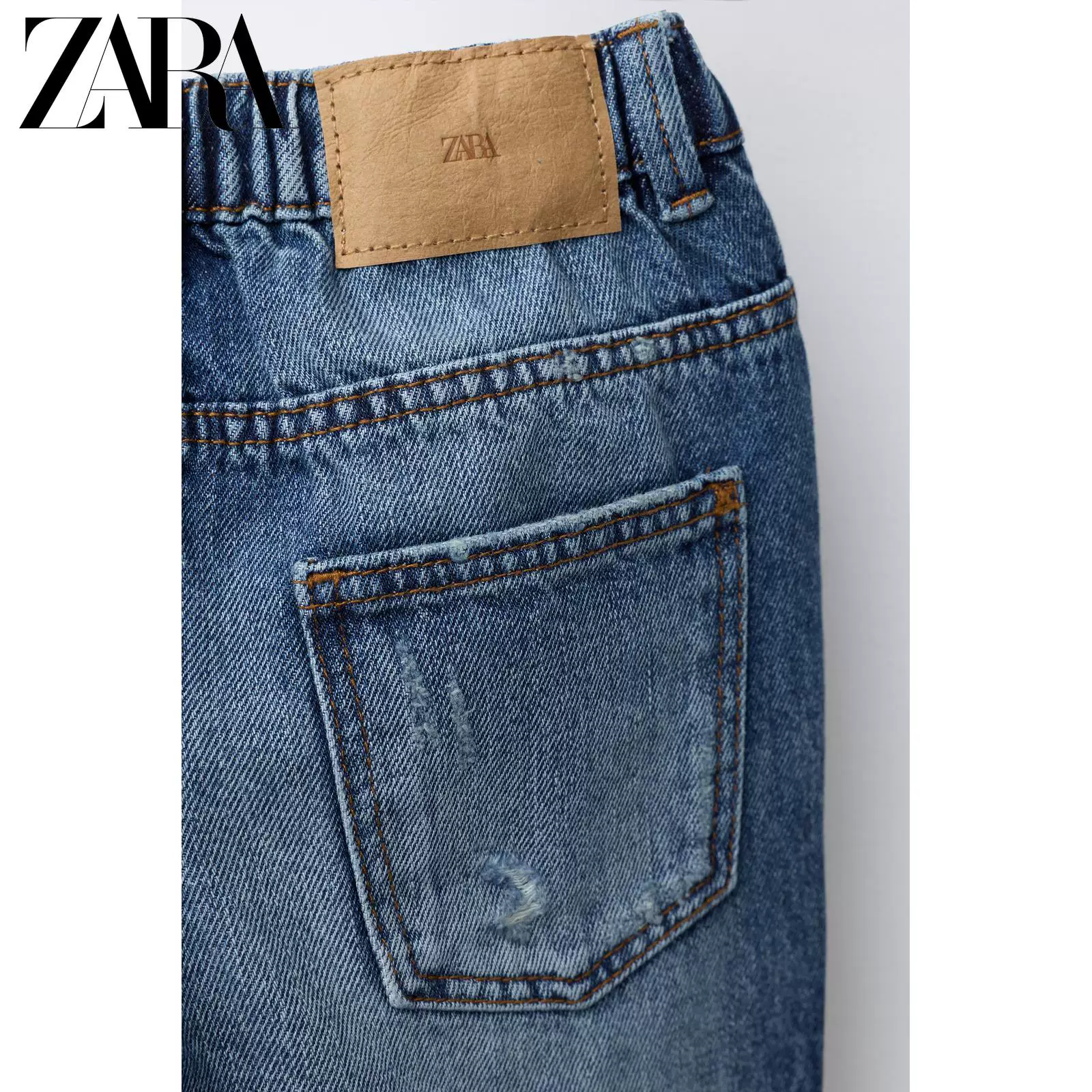 ZARA 2025 Осенние новые товары для малышей и дошкольников свободные повседневные джинсы с дырками декор 4441508 407