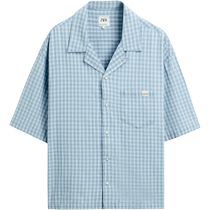 ZARA 2024 autumn new product mens cotton comfortable denim POLO short-sleeved shirt 1063390 400