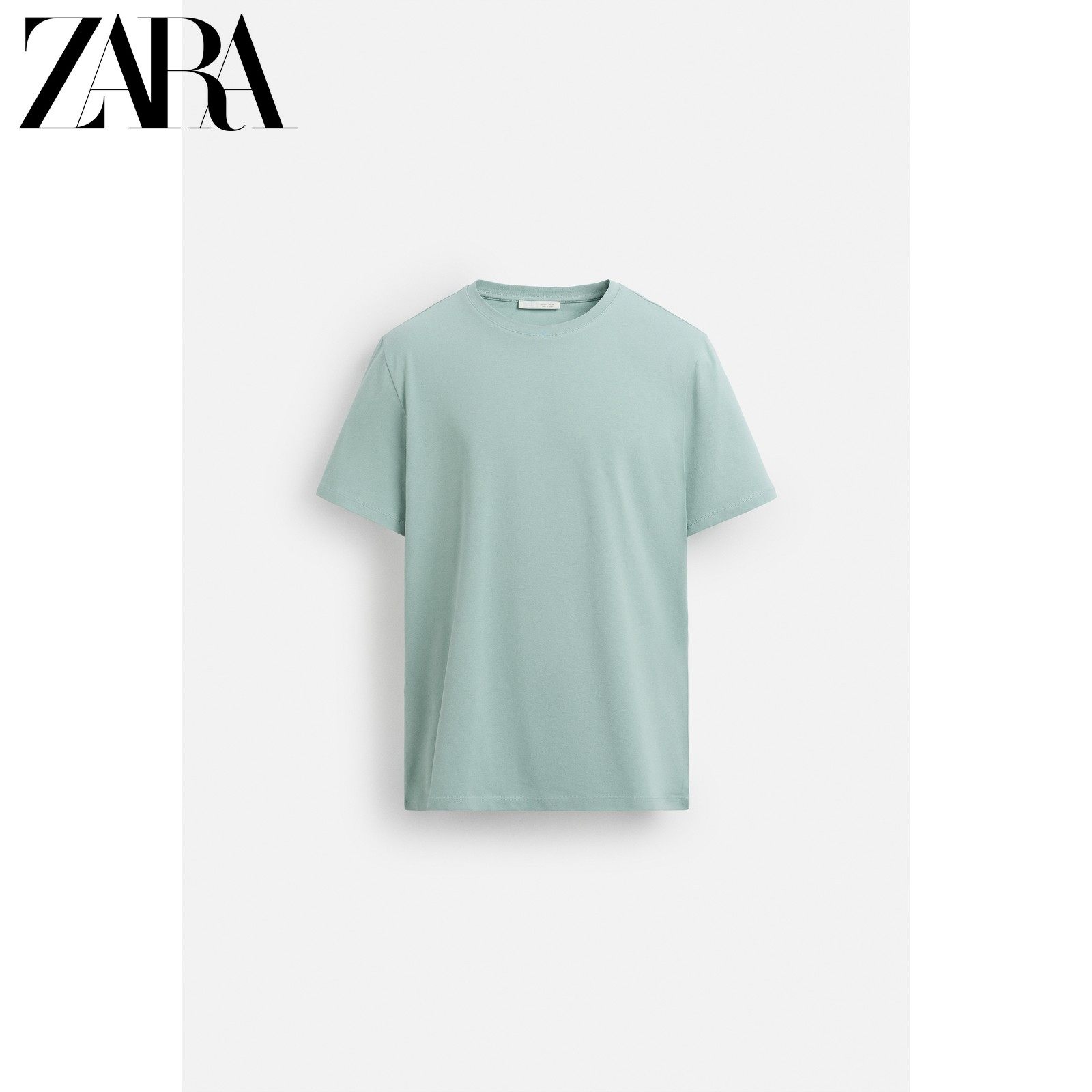ZARA 2025 осенью новый мужской основные эластичность тонкий круглый вырез с коротким рукавом Футболка 5584401 742, ZARA 