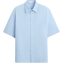 ZARA24 new summer product mens loose cool seersucker casual short-sleeved shirt 7380566 403