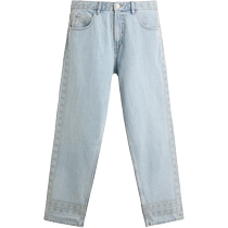 ZARA 2024 autumn new products mens embroidered washed straight cotton comfortable jeans 1538303 406