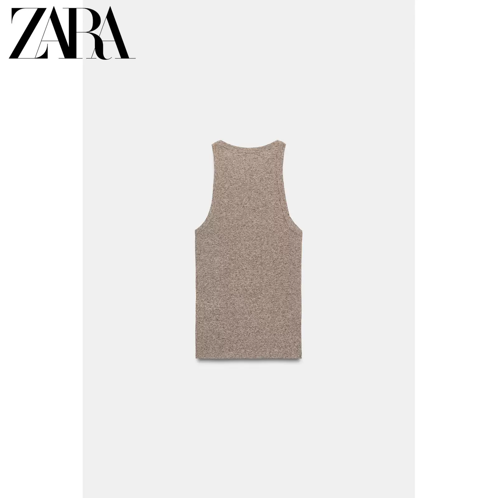ZARA 2026 Весна и Лето Новинки Женский топ без рукавов с круглым вырезом из льняного Blend ткани повседневный 2615303 723