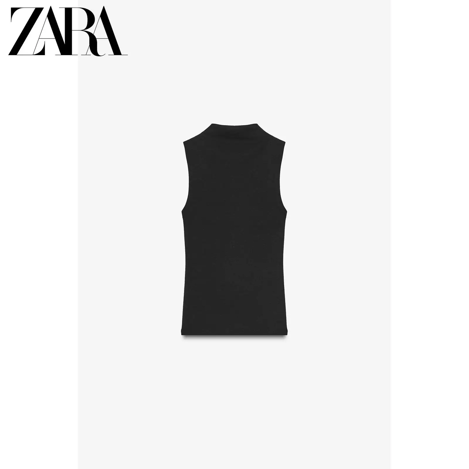 ЖЕНСКАЯ майка с высоким горлом без рукавов из хлопка Modal Slim Fit от ZARA 2025 осень, новая коллекция, номер 3641871 800
