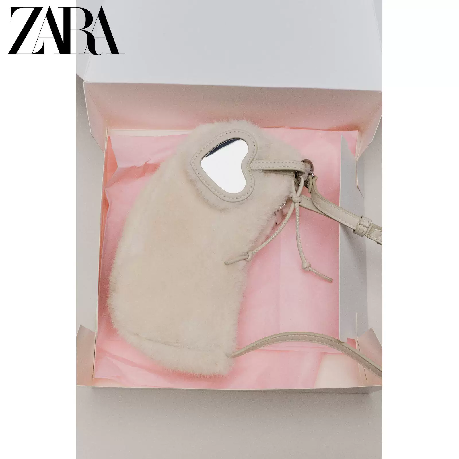 ZARA 2026 весна-лето новые товары Детская сумка для девочек с искусственным мехом на подвеске 1256630 002
