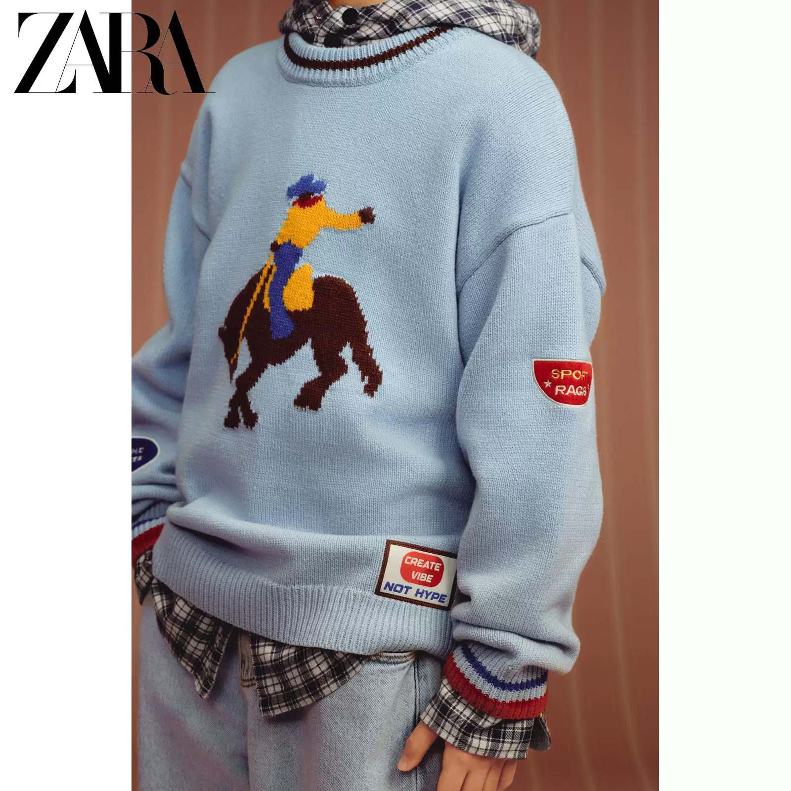 ZARA 2026 весна-лето новые товары детская одежда мальчики вышивка нашивка свитер 1473753 330