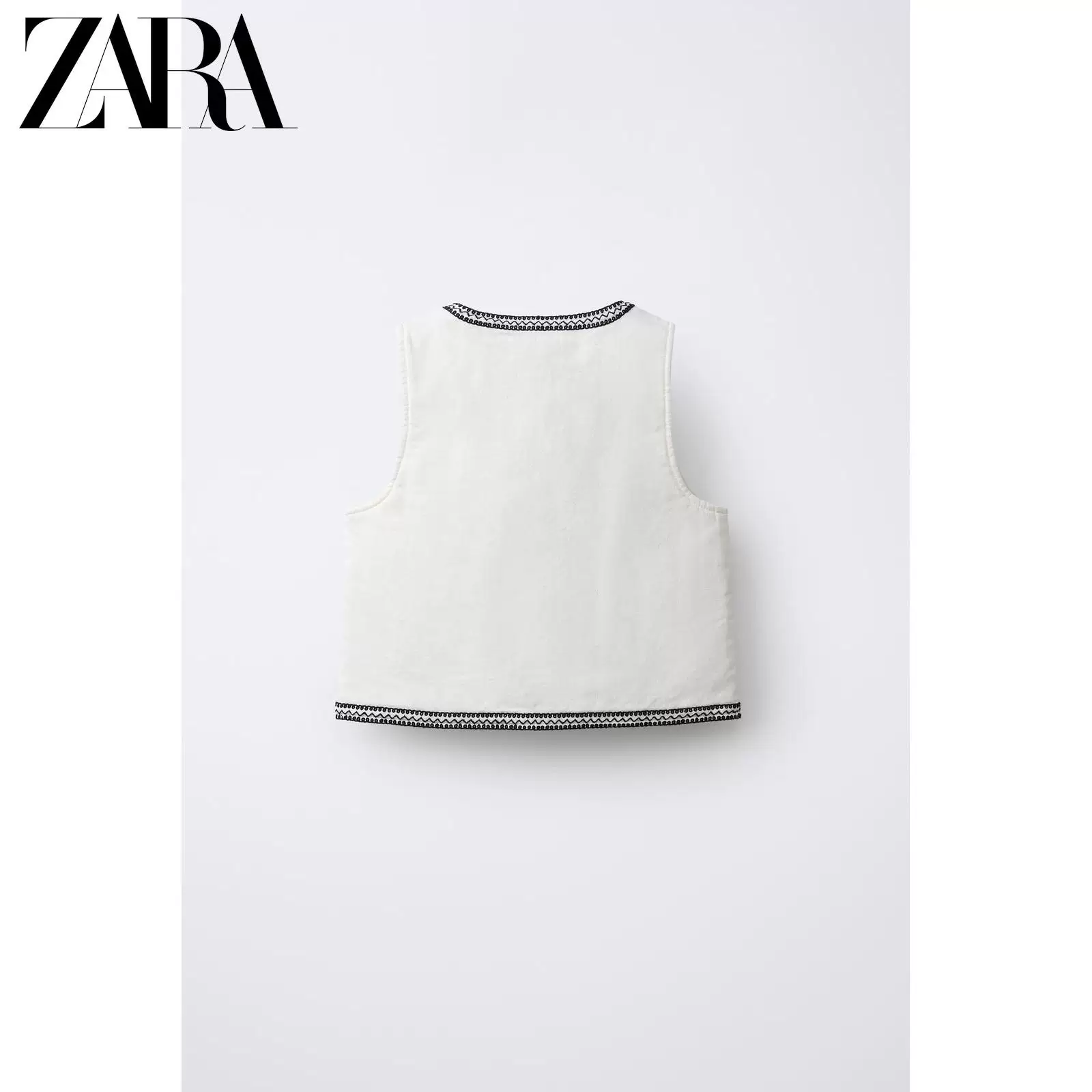 Летний жилет ZARA с круглым вырезом без рукавов, детская одежда, с вышивкой