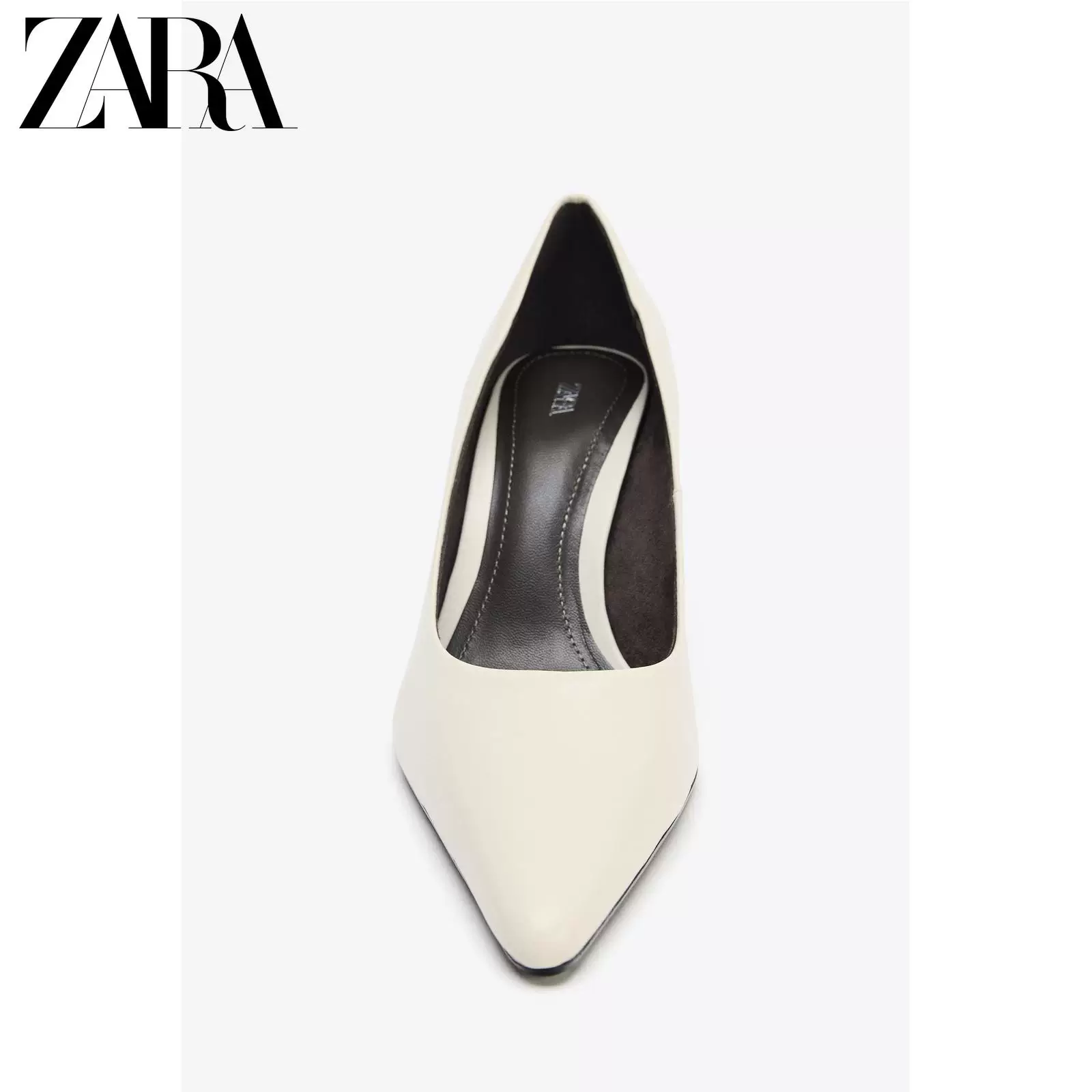 ZARA Распродажа сезон женские туфли светло-бежевой кожи с острым носом, мюли 1200610 002